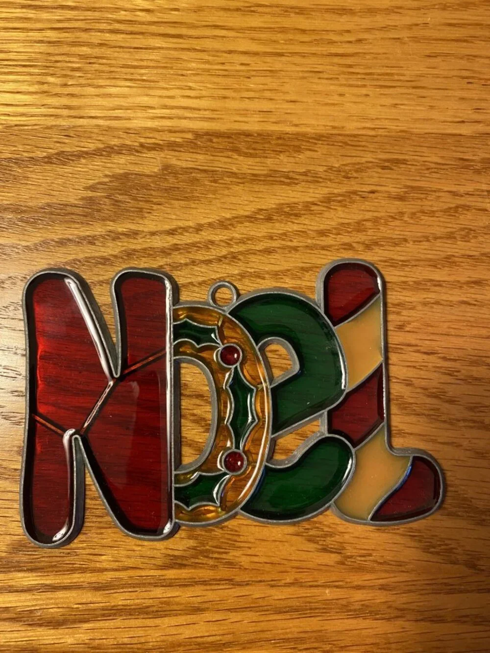 Vintage Christmas Stain Glass-Like Window Decor--Noel